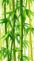 bamboo leaves with the background blurred creates an elegant and fresh atmosphere