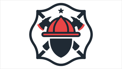 Firefighter Helmet and Axes Emblem Vector Design