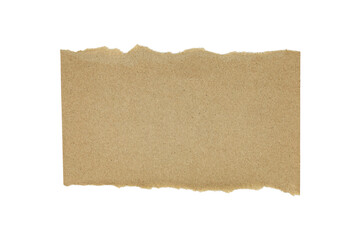 Piece of brown paper tear isolated on white background with clipping path.