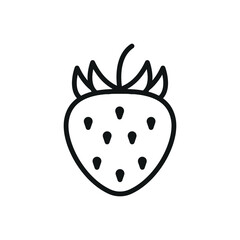 Strawberry with outline shape and leaf on top. Great for food or summer-themed design.
