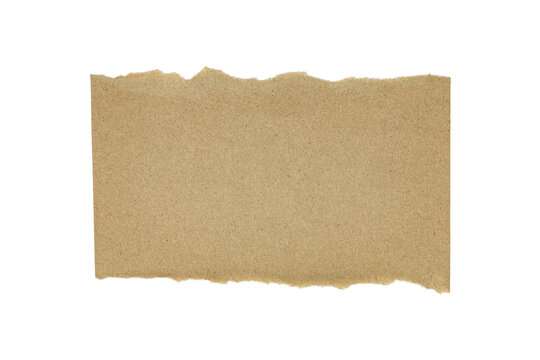 Piece of brown paper tear isolated on white background with clipping path.