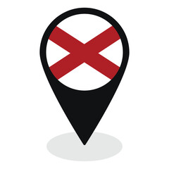 Alabama flag in pin. Flag of Alabama state in black pinpoint.