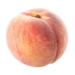 Fototapeta premium Fresh Ripe Peach Fruit with Leaf Isolated on Transparent Background