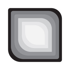 Simple black frame isolated on white background. Horizontal rectangle with rounded corners. Empty space. 