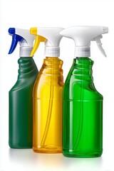 Cleaning supplies in vibrant colors arranged for effective home maintenance tasks