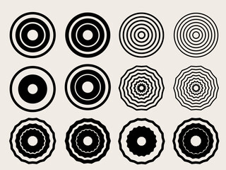 Circle Shape Icon. Outline Round Graphic Decoration. Line Geometric Round Element Symbol Contour Silhouette. Radial Simple Decor Graphic Silhouette Label. 