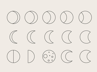 Moon Phase Celestial Symbol Silhouette. Minimalist Graphic Aesthetic Symbol. baby Nursery poster Design Part. Weather, Astrology> Astronomy, Tarot Decoration. Sweet Dream Good Night Boho Sign. 