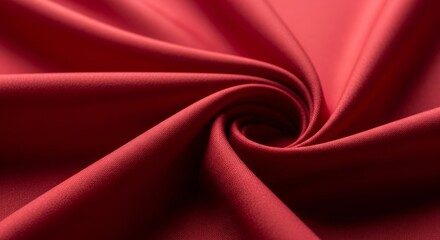 Abstract macro of silk texture for textile backgrounds in deep red hues with smooth and flowing patterns