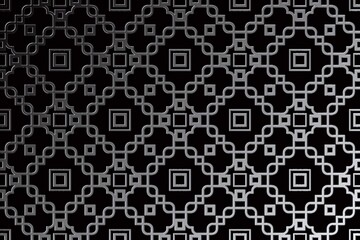 Abstract Geometric Metallic Pattern, Silver Black, Background Or Design Element 