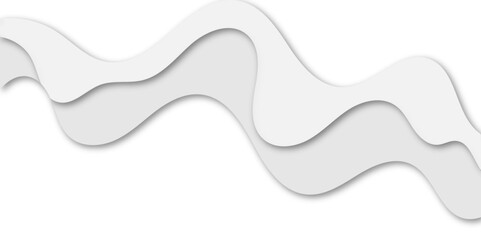 Abstract minimal wavy layered background with soft gray curves and shadow effects. Modern 3D paper-cut style design, perfect for web banners, presentations, or elegant graphic layouts.