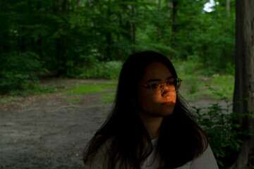 Portrait of young attractive woman in eyeglasees 