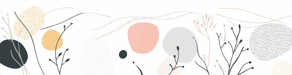 Organic shapes and floral elements in soft colors