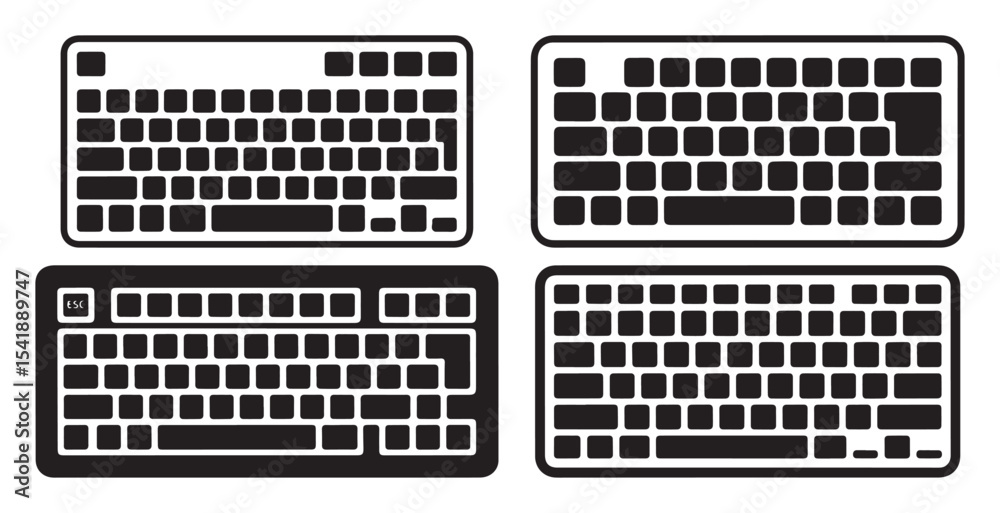 Fototapete set of four computer keyboard vector icons