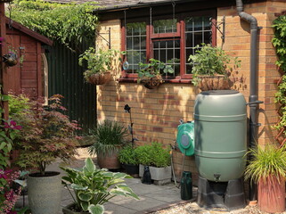 Naklejka premium Garden Shed and planters