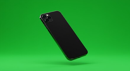 Floating smartphone against vibrant green background creating a striking visual contrast and allure Generative AI