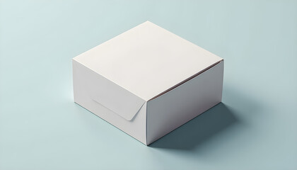 Blank white box on light blue background for packaging design  