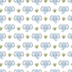 Fototapeta premium Cute Animal Elephant Face Seamless Background