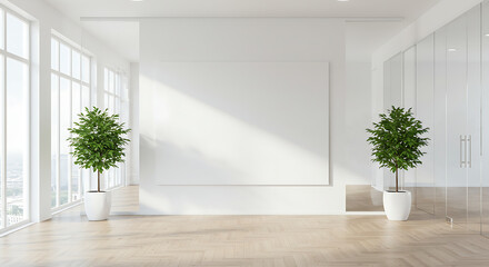 Obraz premium Empty modern interior room with green wall and window natural light