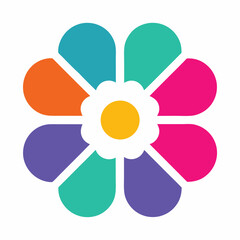Minimal Floral Vector Icon Design Geometric Colorful Flower Logo.