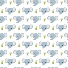 Fototapeta premium Elephant Head Cartoon Repeating Seamless Vector