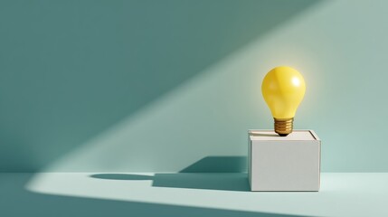 Bright idea on a light teal backdrop