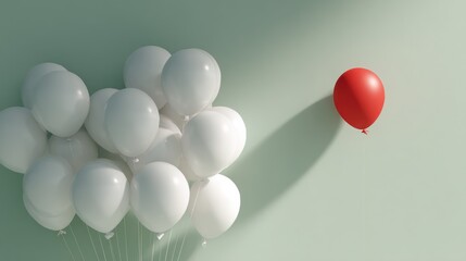 A single red balloon amongst many white balloons (1)
