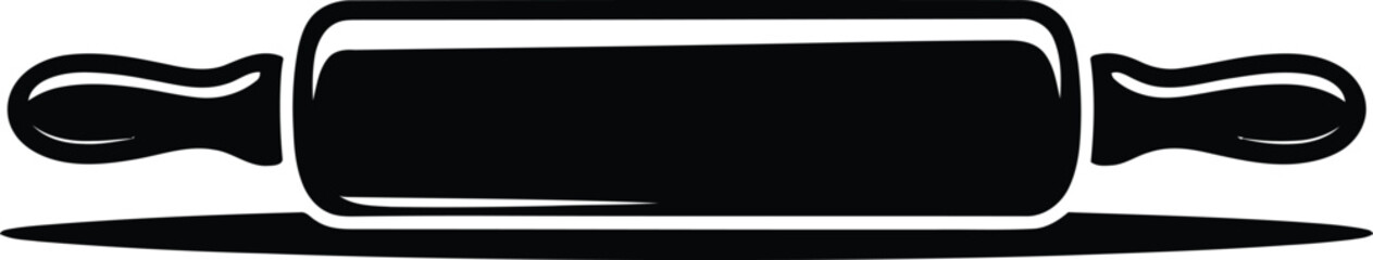  Vector Black Rolling Pin Silhouette, Kitchen Utensil for Baking and Dough Preparation.