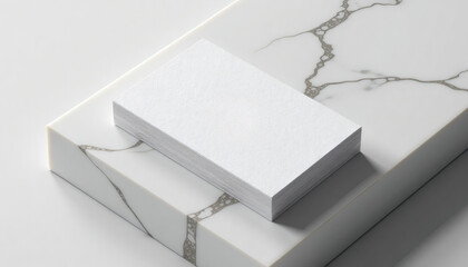 Blank white business card on marble surface with elegant design  