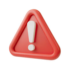 Red warning sign attention icon alert symbol caution danger exclamation mark important notification error 3d