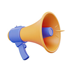 Megaphone announcement public address system communication loud speaker bullhorn promotion marketing 3d render
