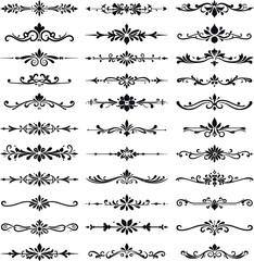 Obraz premium Collection of Decorative Dividers and Flourishes in Black and White Vector Format