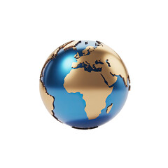 Globe earth world map geography africa europe continents oceans travel exploration golden blue design 3d render