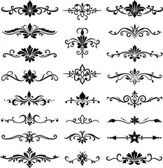 Collection of Decorative Dividers and Flourishes for Design Elements in Black