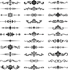 Collection of Decorative Dividers and Flourishes for Elegant Design Elements in Black