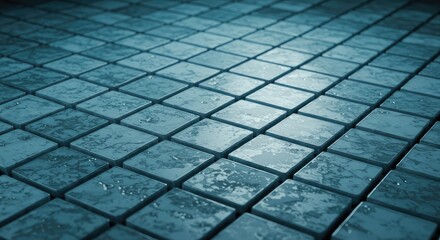 Geometric Tile Pattern: A close-up shot of a modern, textured tile arrangement, offering a sense of depth and a cool, minimalist aesthetic.