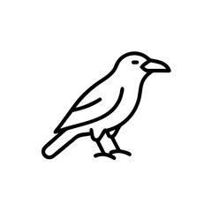 Black and White Line Drawing of a Crow Bird Simple Outline Illustration Handmade Autumn Theme