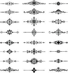 Collection of Decorative Dividers and Flourishes in Black and White for Design