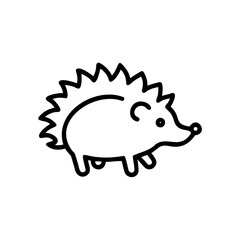 Simple Line Drawing of a Hedgehog Walking Autumn Handmade Illustration Cute Spiky Mammal Animal Cartoon Character Design Element