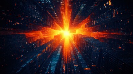 Obraz premium Futuristic Metropolis Bursting with Energy