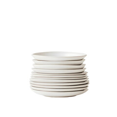 Obraz premium Elegant Stack of Ceramic Plates: Minimalist Tableware