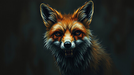Obraz premium Fox, red fox, wild animal illustration 