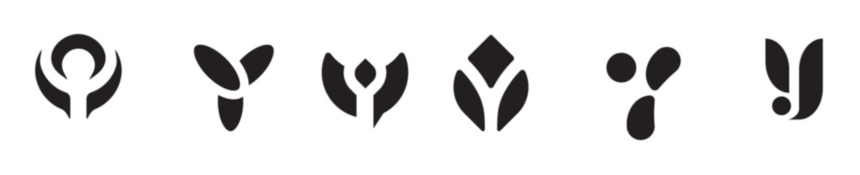 Abstract logos letter Y mega collection. Geometrical abstract logos inspiration. Vector set of minimalism geometric Bauhaus style symbol design elements
vector illustration