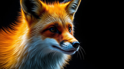Obraz premium Fox, red fox, wild animal illustration 