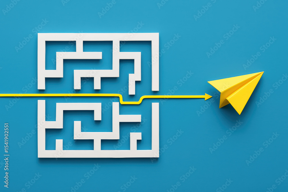 Poster this concept illustrates strategic navigation and problem solving by demonstrating a clear pathway t