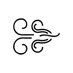 Black Line Wind Swirl Design Element Handmade Autumn Graphic Abstract Nature Icon Air Flow Breeze Swirl Pattern