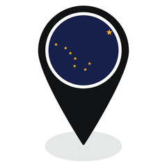 Alaska flag in pin. Flag of Alaska state in blue pinpoint.