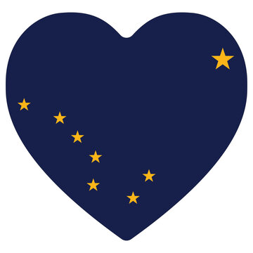 Alaska flag. Flag of Alaska state in heart shape
