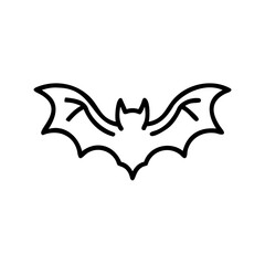 Black Line Art Bat Illustration Flying Wings Spread Halloween Symbol Handmade Autumn Design Element