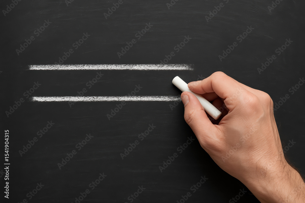Poster creating clear boundaries and focus the draws parallel lines on a chalkboard symbolizing structure a