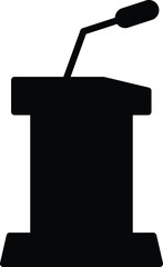   tribune icon. silhouette of a podium with a microphone .flat style stage podium icon template 